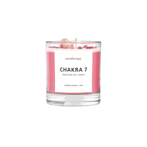 Chakra 7 Strawberry Quartz Edelstein-Kerze
