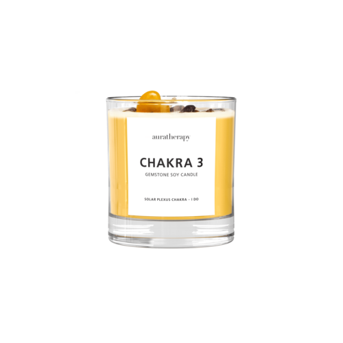 Chakra 3 Tiger Eye Edelstein-Kerze