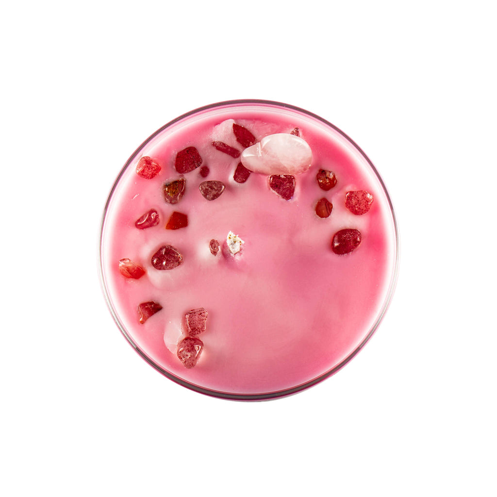 Chakra 7 Strawberry Quartz Edelstein-Kerze