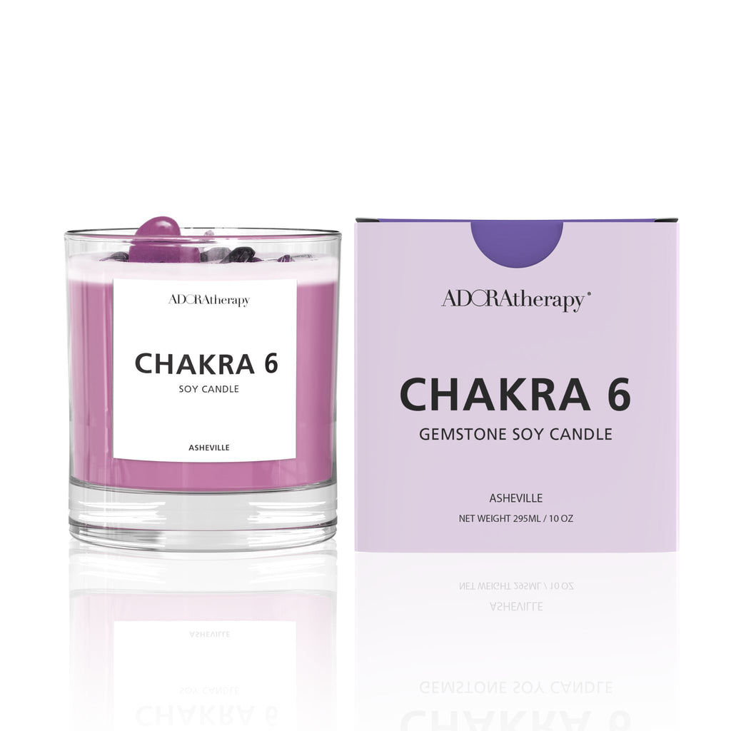 Chakra 6 Amethyst & Tourmaline Edelstein-Kerze