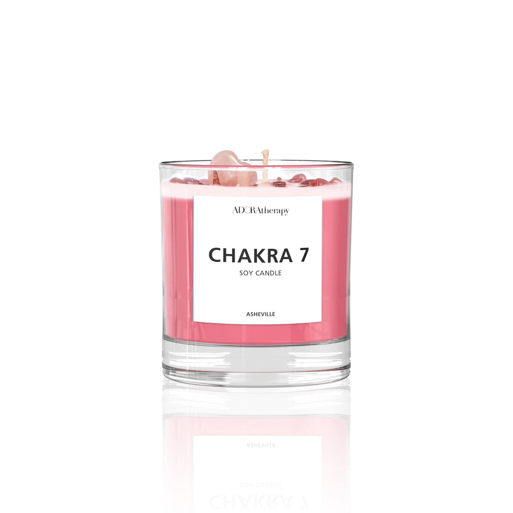 Chakra 7 Strawberry Quartz Edelstein-Kerze